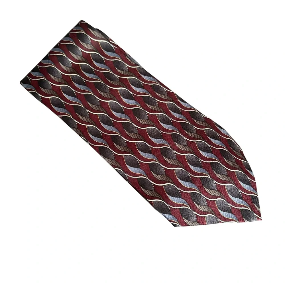 Nubio Silk Tie‎ Red Geometric Pattern Men's Necktie 61